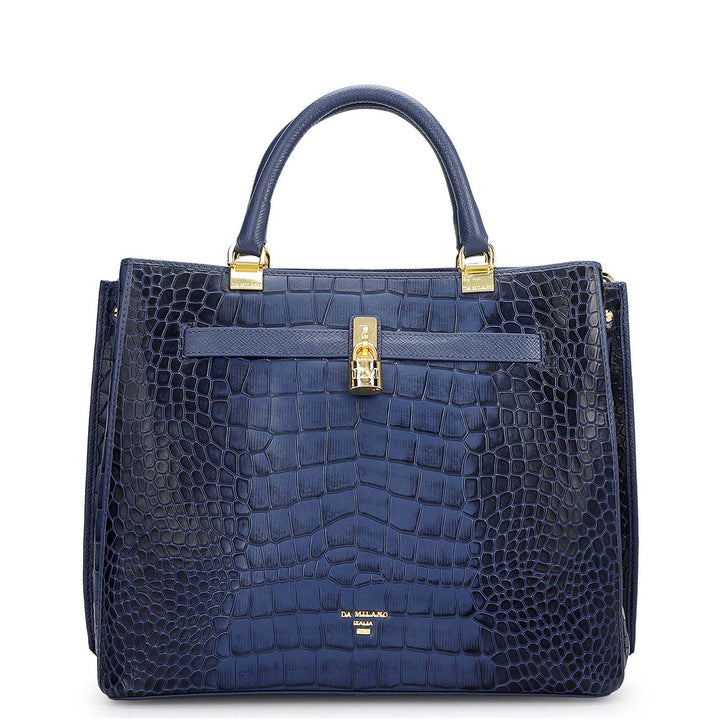 Medium Croco Leather Satchel - Stardust
