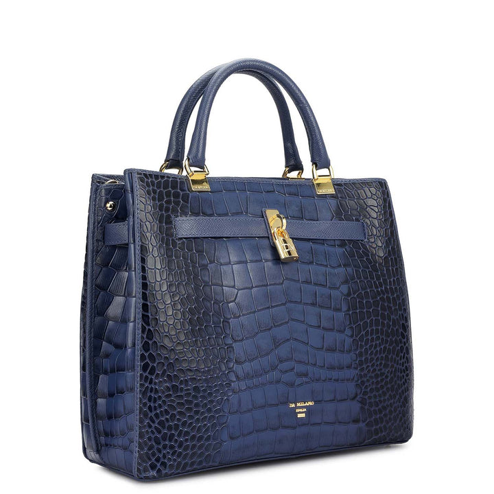 Medium Croco Leather Satchel - Stardust