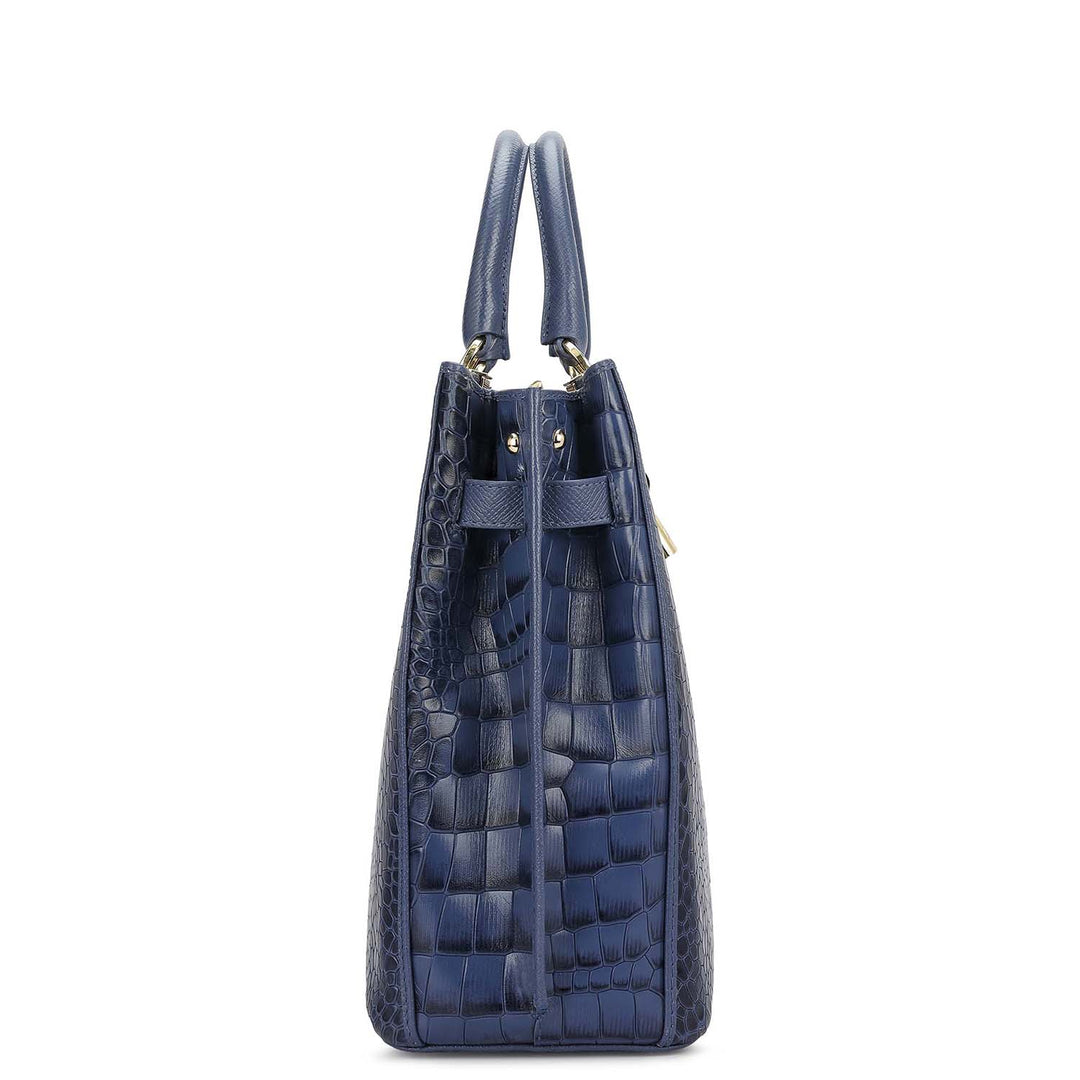 Medium Croco Leather Satchel - Stardust