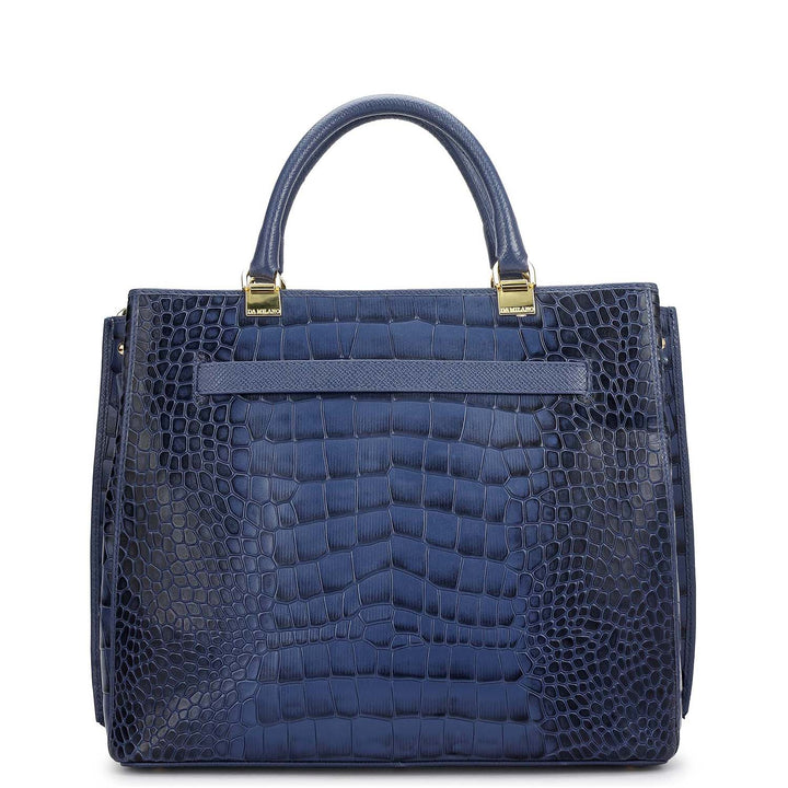 Medium Croco Leather Satchel - Stardust