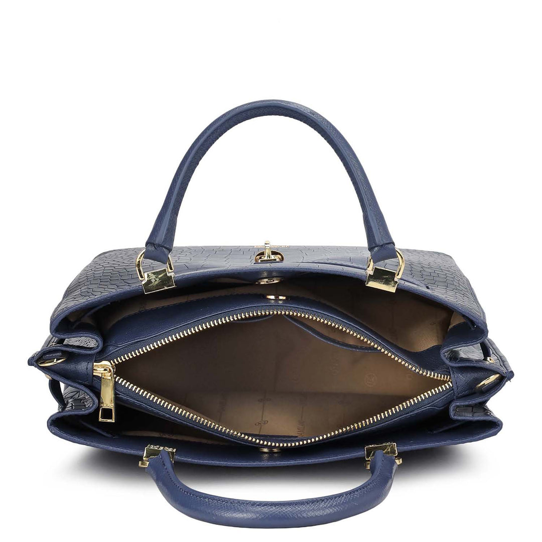 Medium Croco Leather Satchel - Stardust