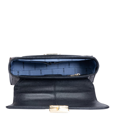 Medium Monogram Leather Shoulder Bag - Black