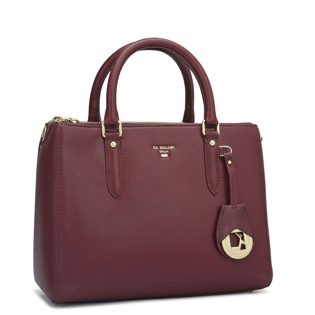 Small Franzy Leather Satchel - Blood Stone