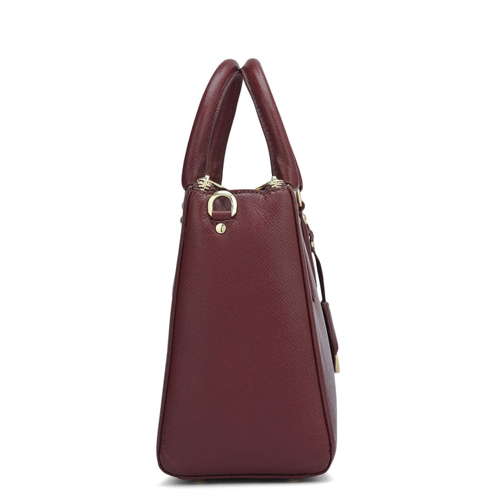 Small Franzy Leather Satchel - Blood Stone