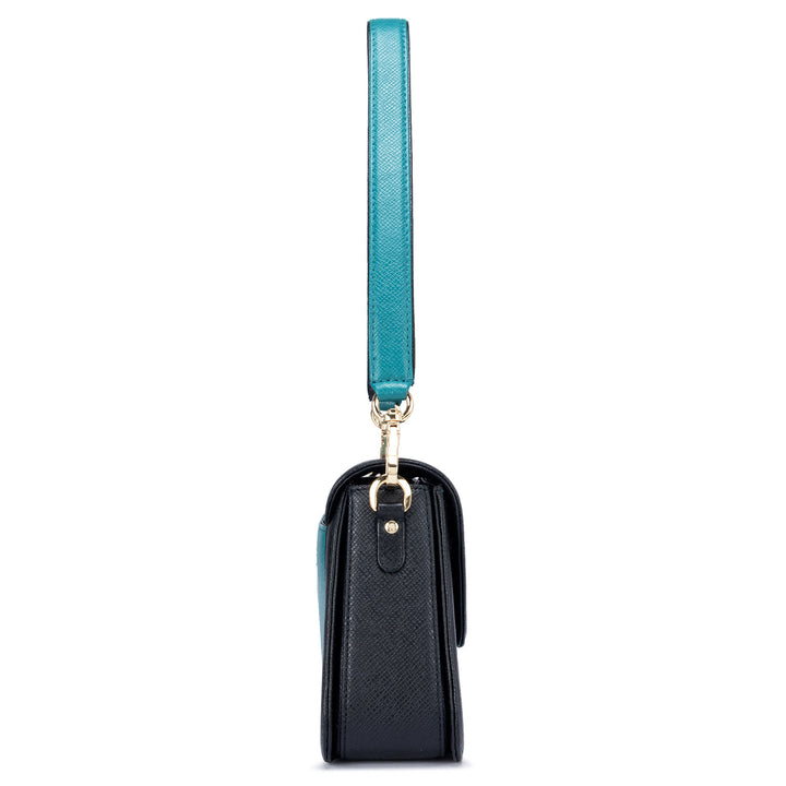 Small Franzy Leather Baguette - Teal