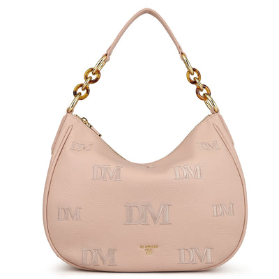 Medium Wax Leather Hobo - Baby Pink