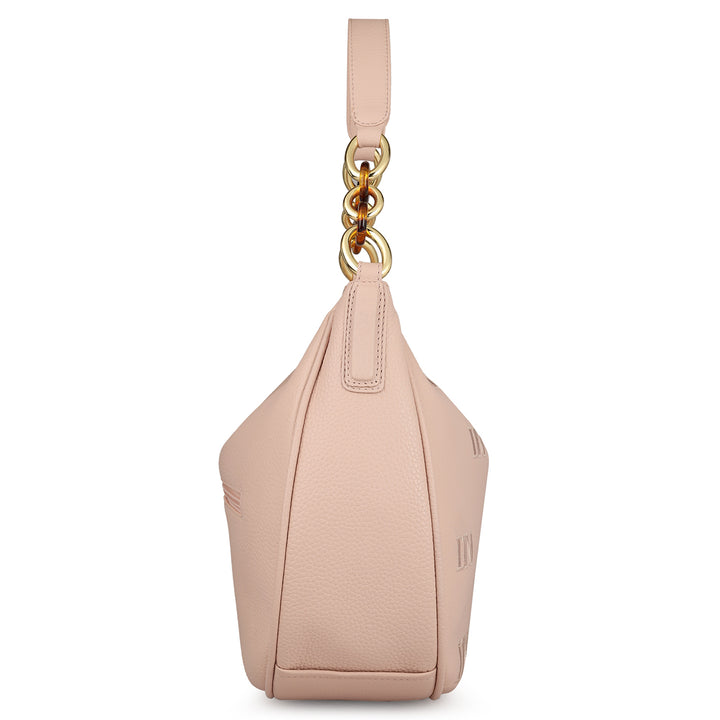 Medium Wax Leather Hobo - Baby Pink