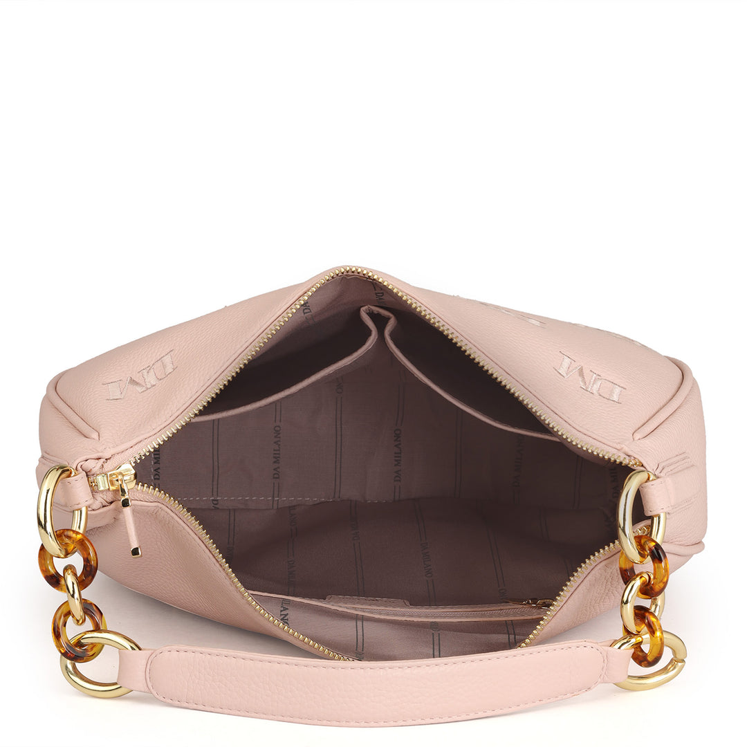 Medium Wax Leather Hobo - Baby Pink