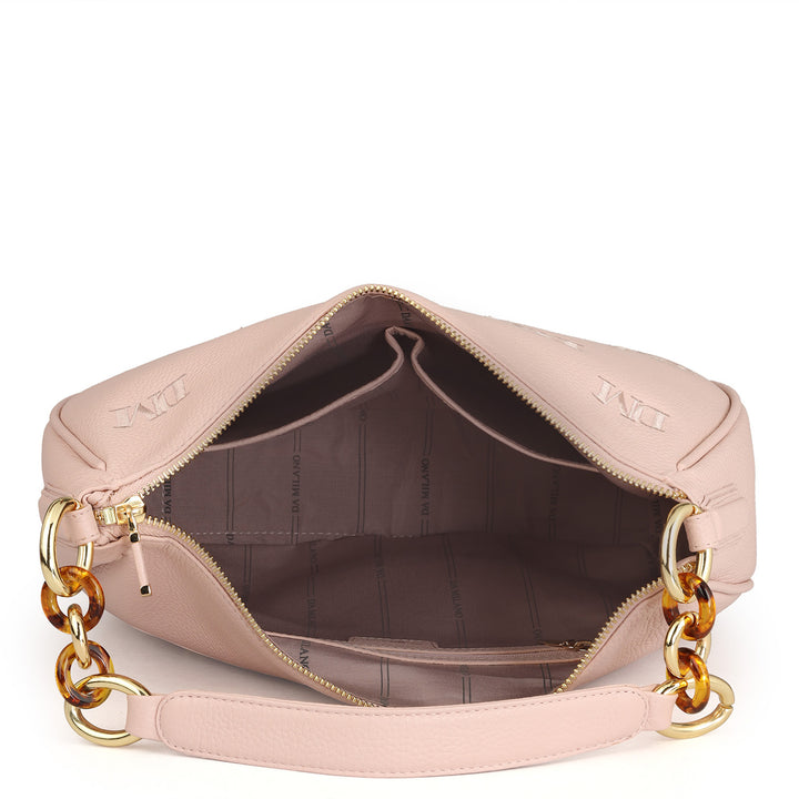 Medium Wax Leather Hobo - Baby Pink