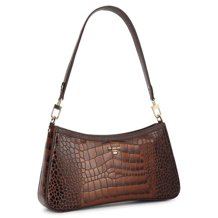 Small Croco Leather Baguette - Date