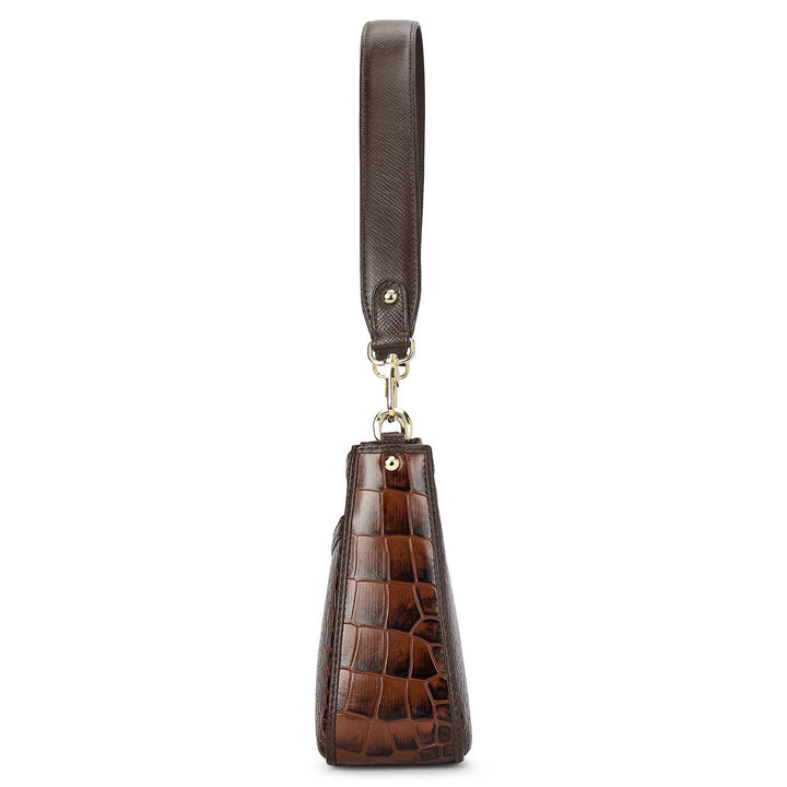 Small Croco Leather Baguette - Date