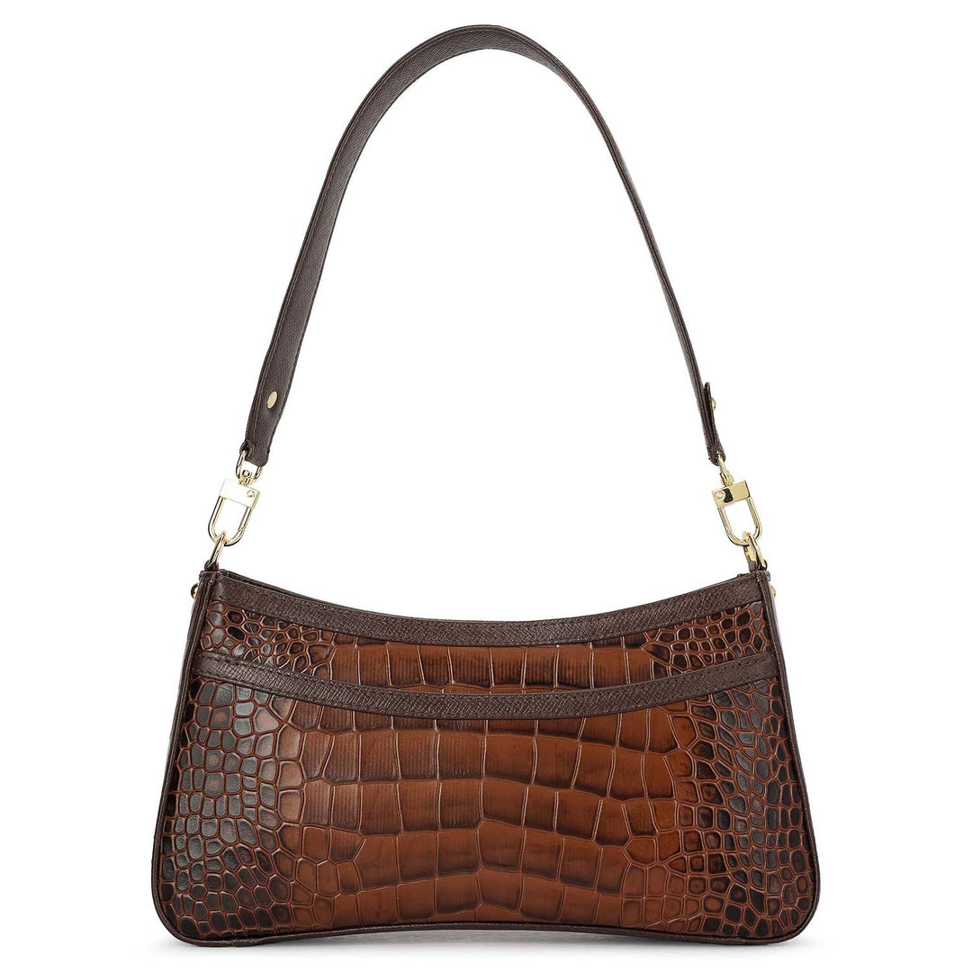 Small Croco Leather Baguette - Date