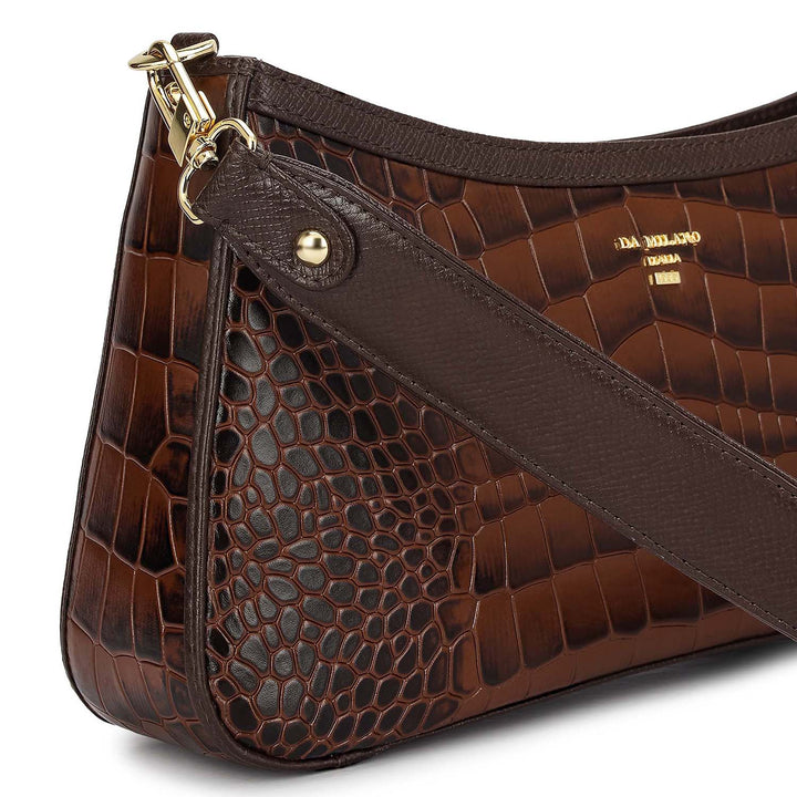 Small Croco Leather Baguette - Date