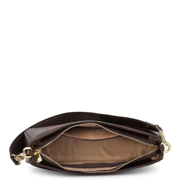 Small Croco Leather Baguette - Date