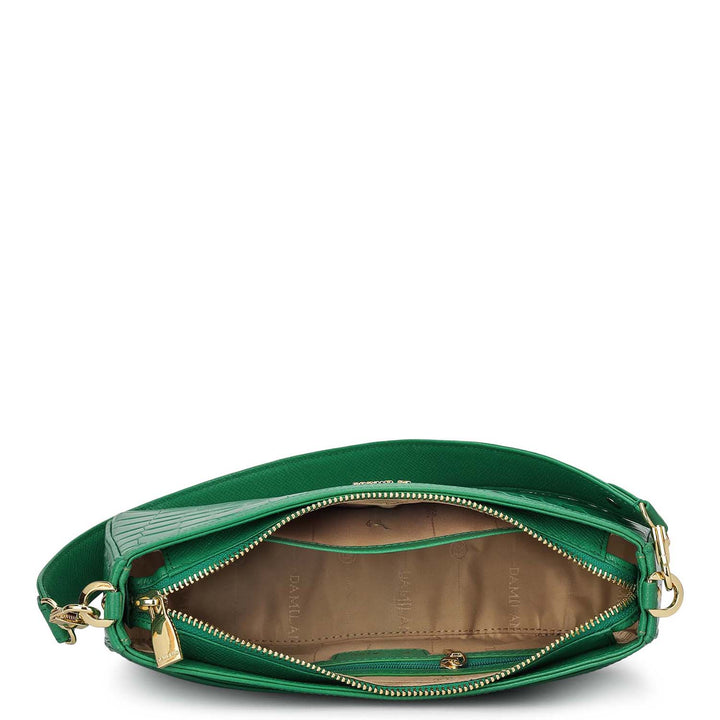 Small Croco Leather Baguette - Sea Weed