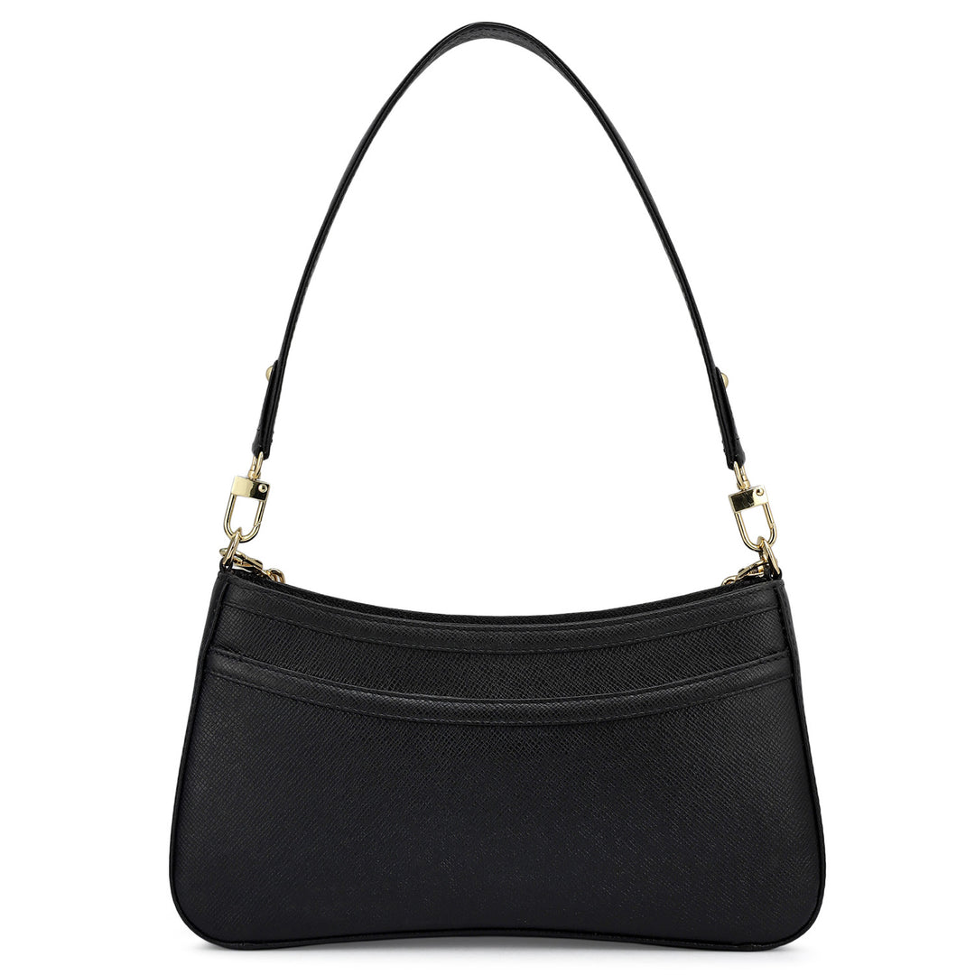 Small Franzy Leather Baguette - Black