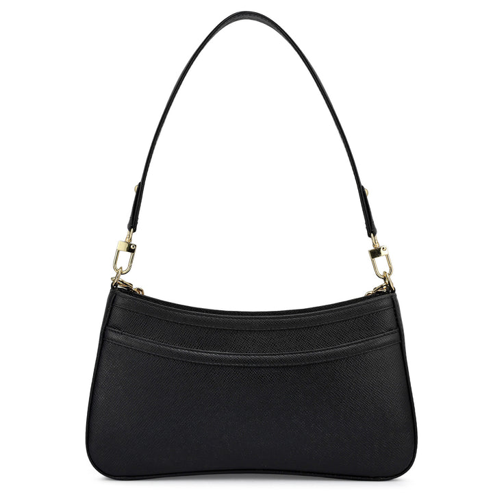 Small Franzy Leather Baguette - Black