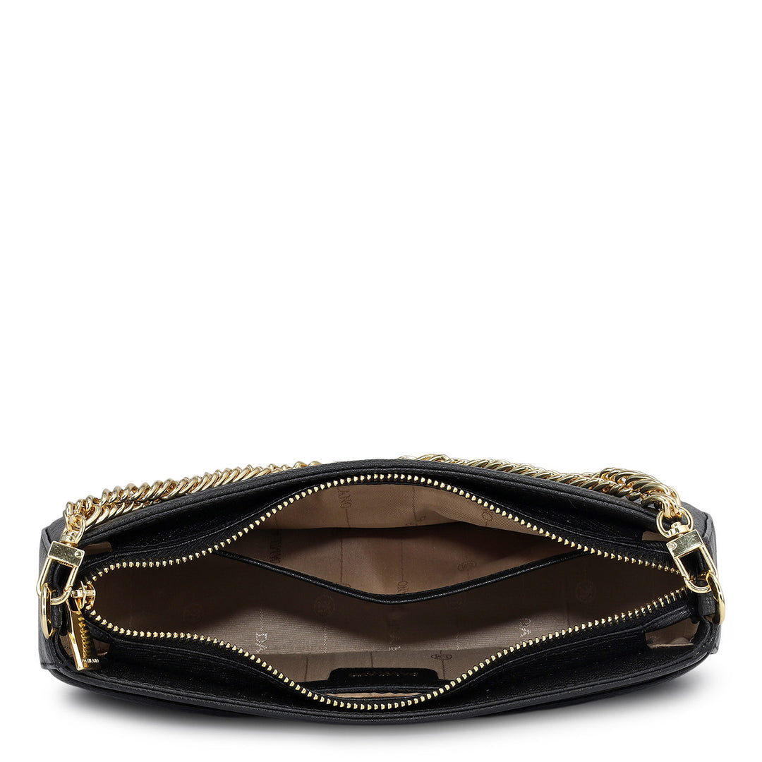 Small Franzy Leather Baguette - Black