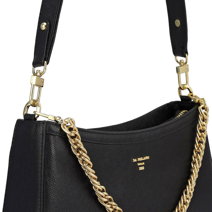 Small Franzy Leather Baguette - Black