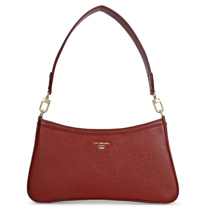 Small Franzy Leather Baguette - Cherry