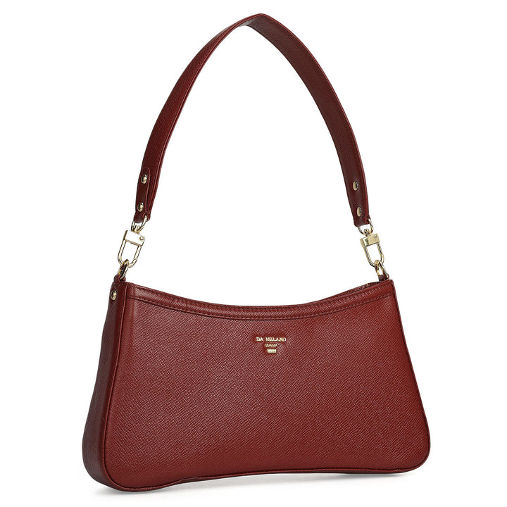 Small Franzy Leather Baguette - Cherry