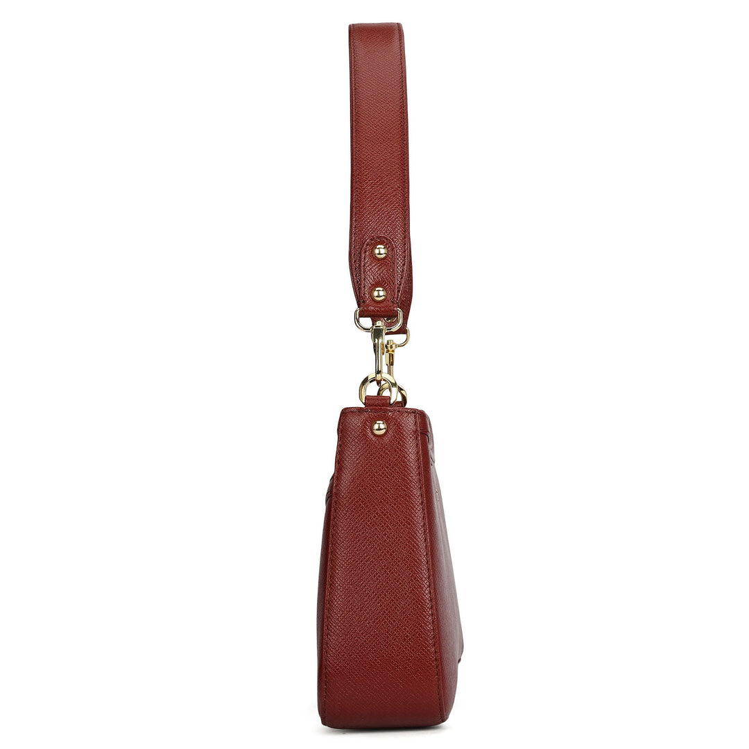 Small Franzy Leather Baguette - Cherry