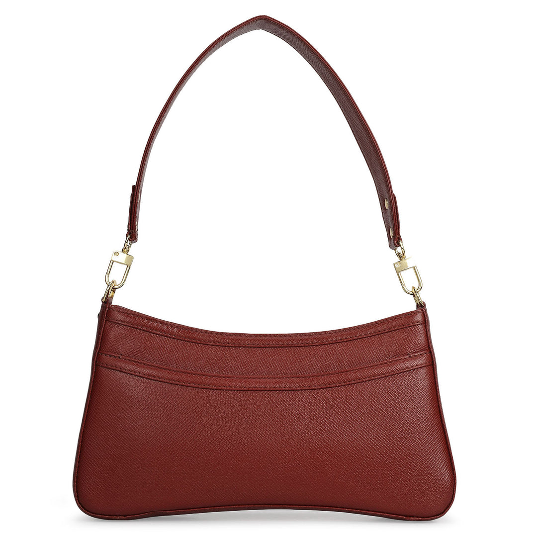Small Franzy Leather Baguette - Cherry