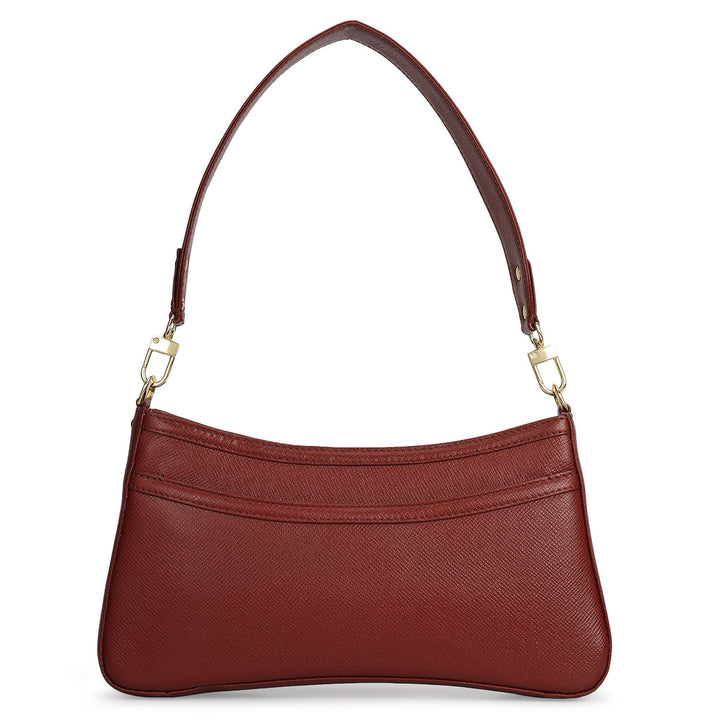 Small Franzy Leather Baguette - Cherry