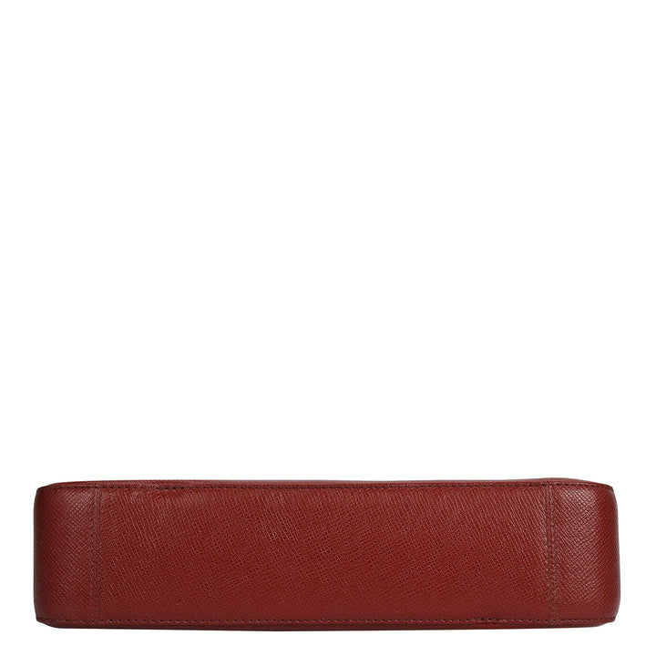 Small Franzy Leather Baguette - Cherry