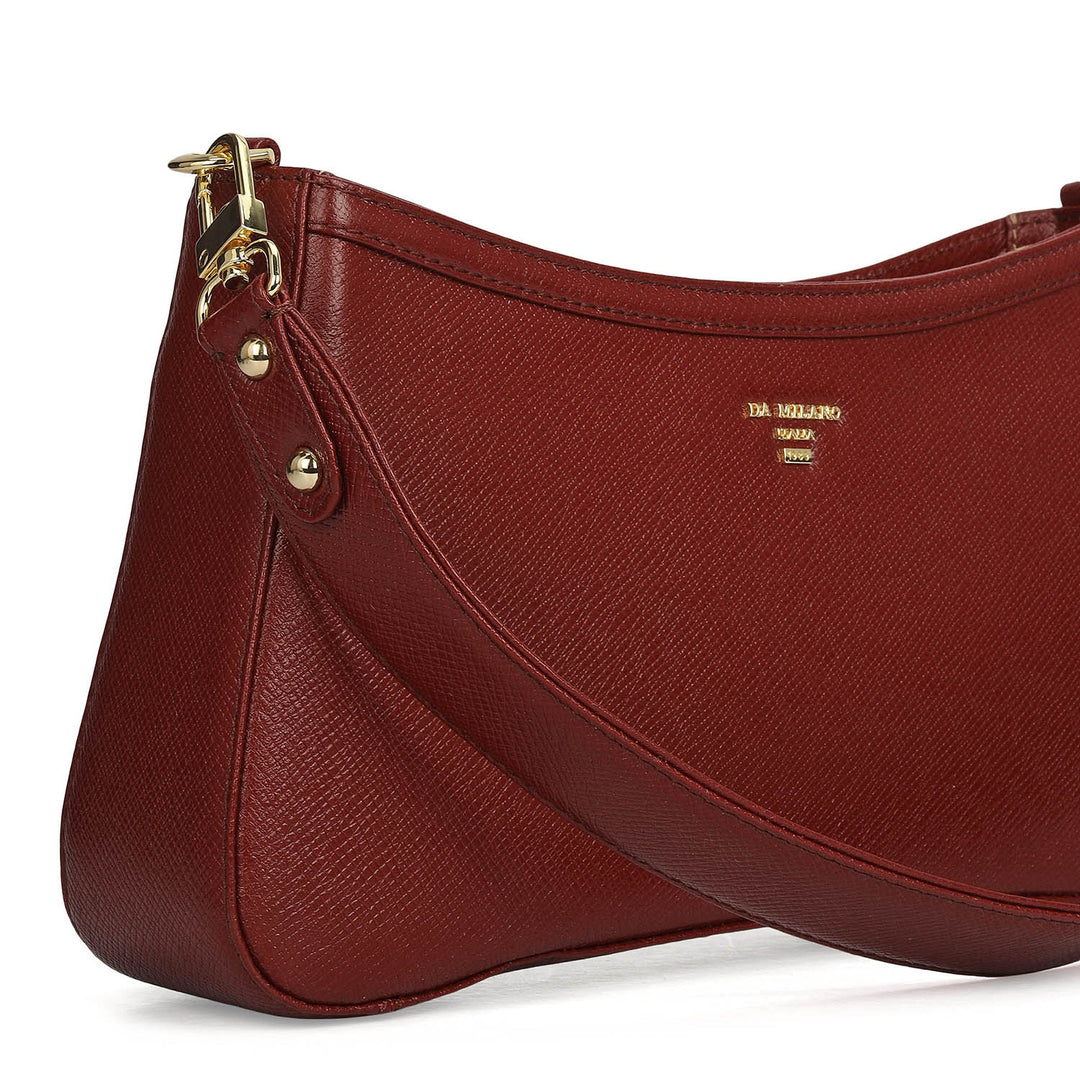 Small Franzy Leather Baguette - Cherry