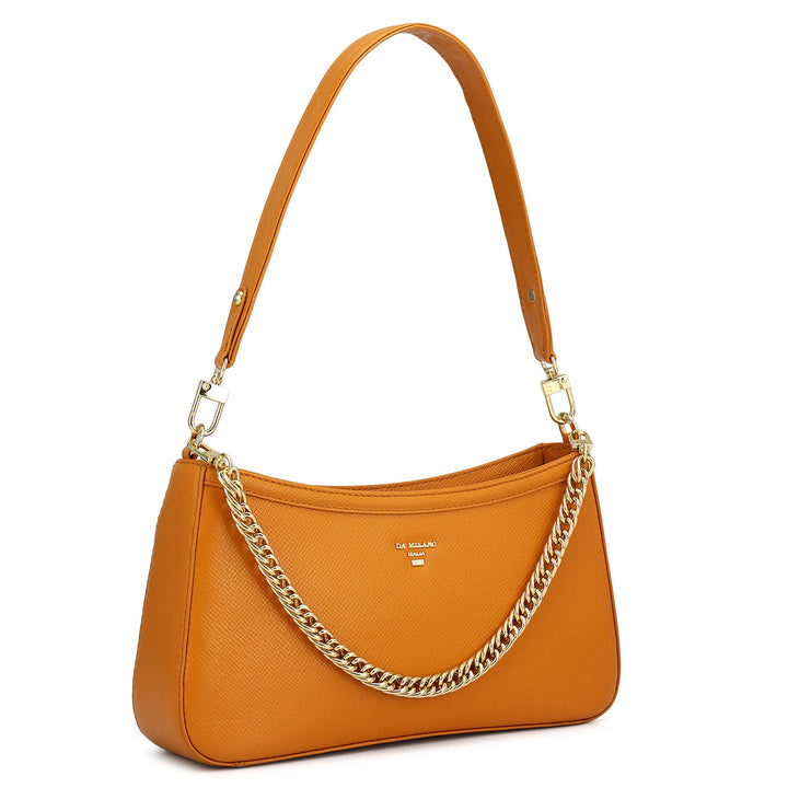 Small Franzy Leather Baguette - Flame