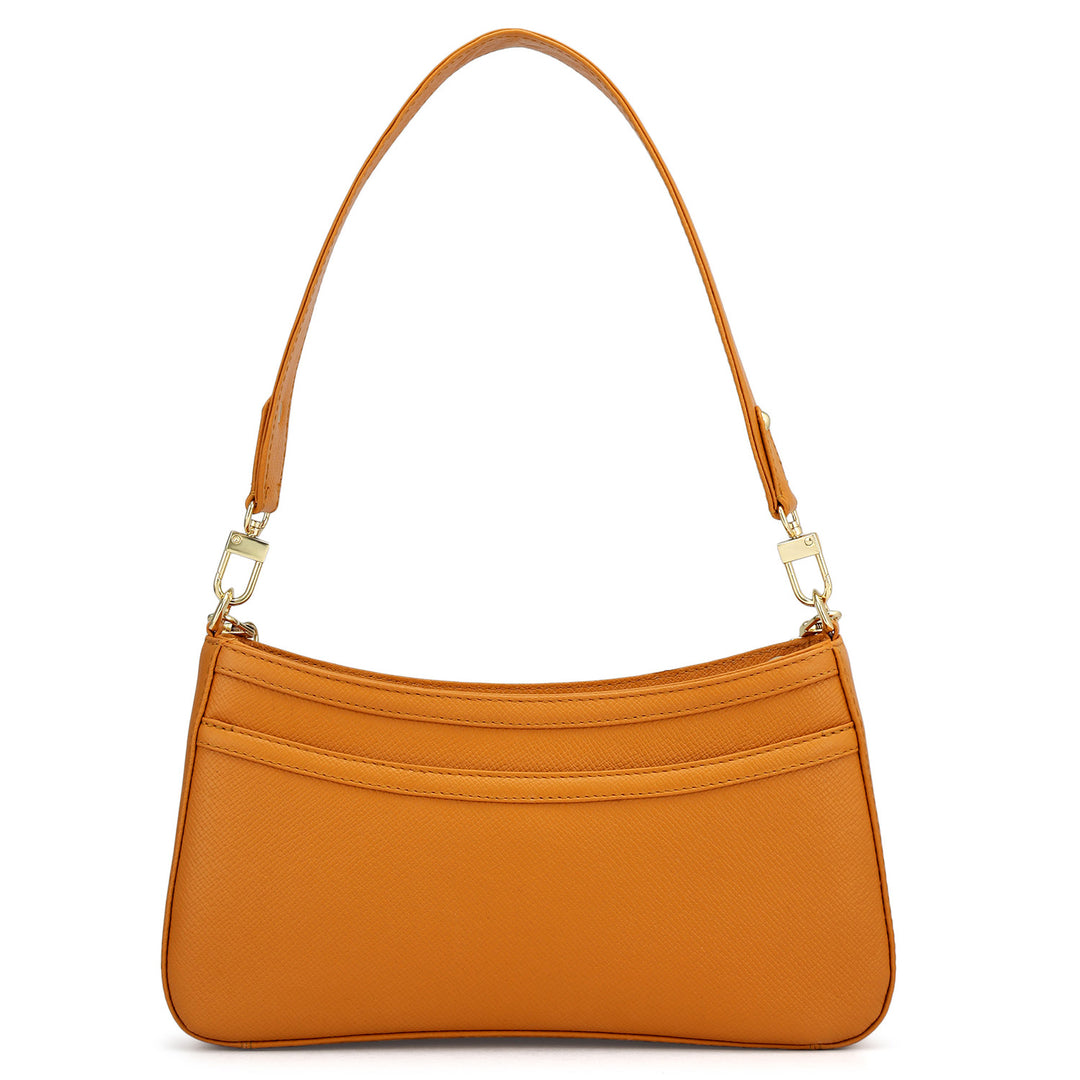 Small Franzy Leather Baguette - Flame
