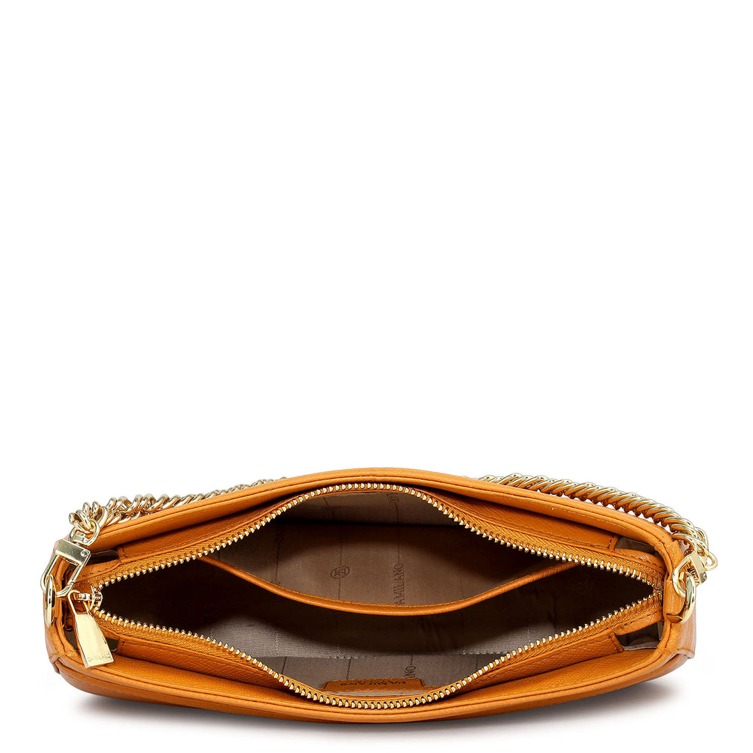 Small Franzy Leather Baguette - Flame