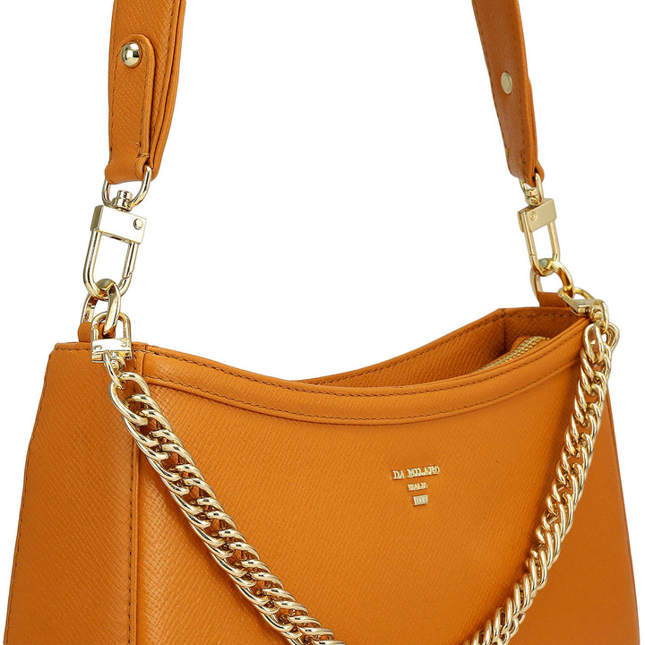 Small Franzy Leather Baguette - Flame