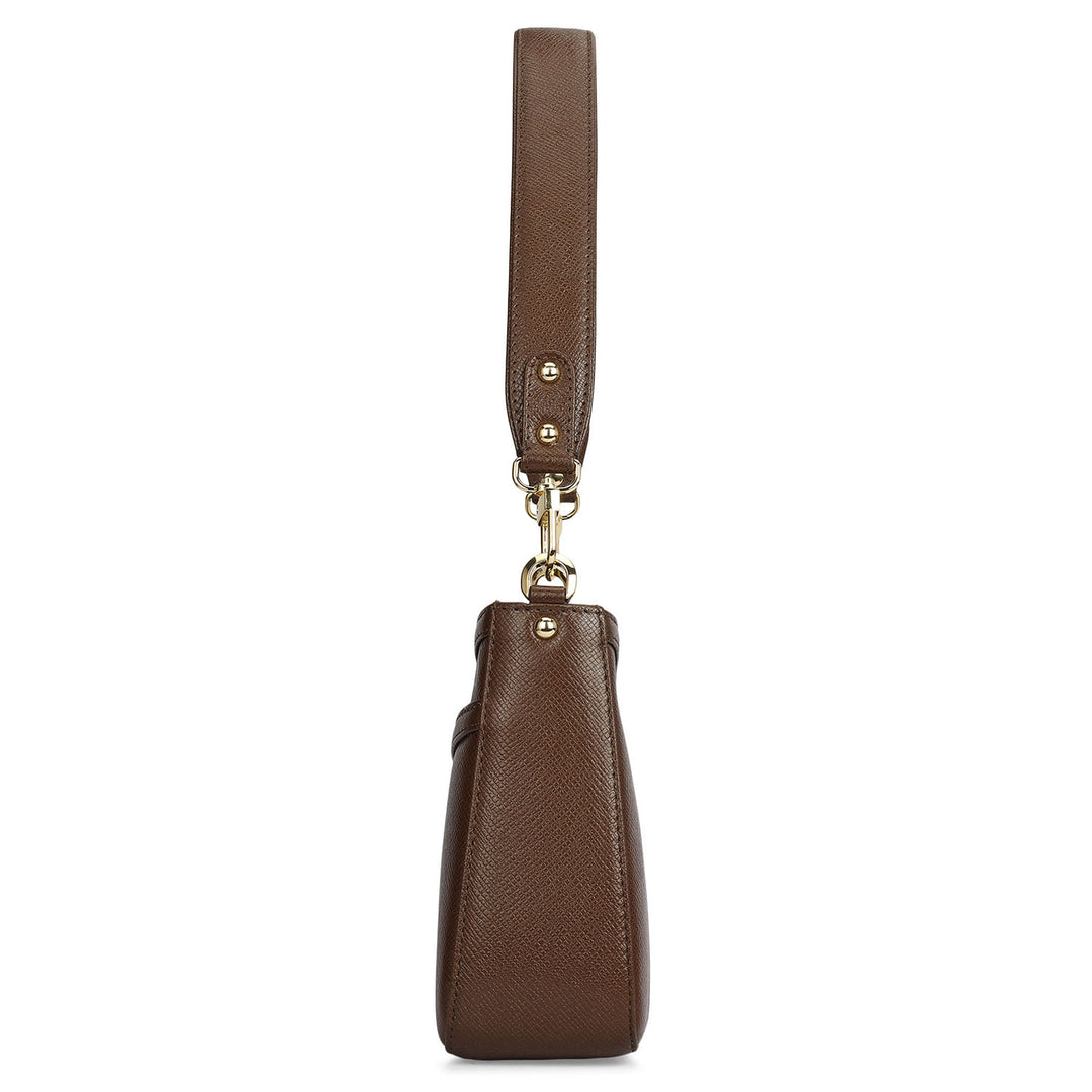 Small Franzy Leather Baguette - Walnut