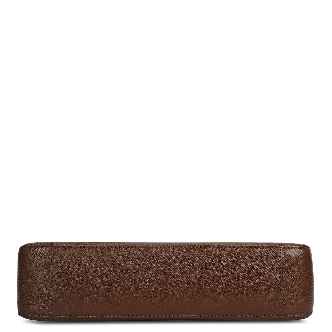 Small Franzy Leather Baguette - Walnut