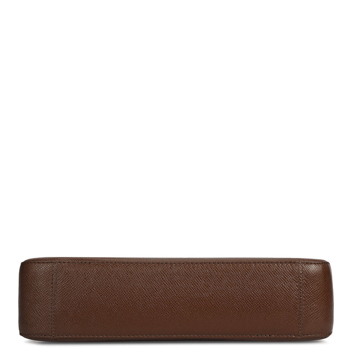 Small Franzy Leather Baguette - Walnut