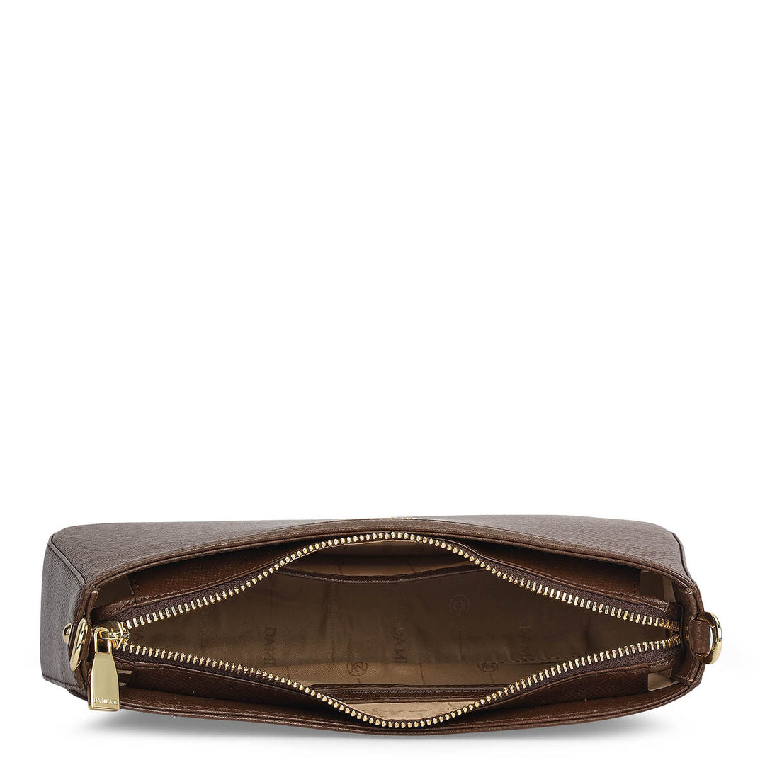 Small Franzy Leather Baguette - Walnut