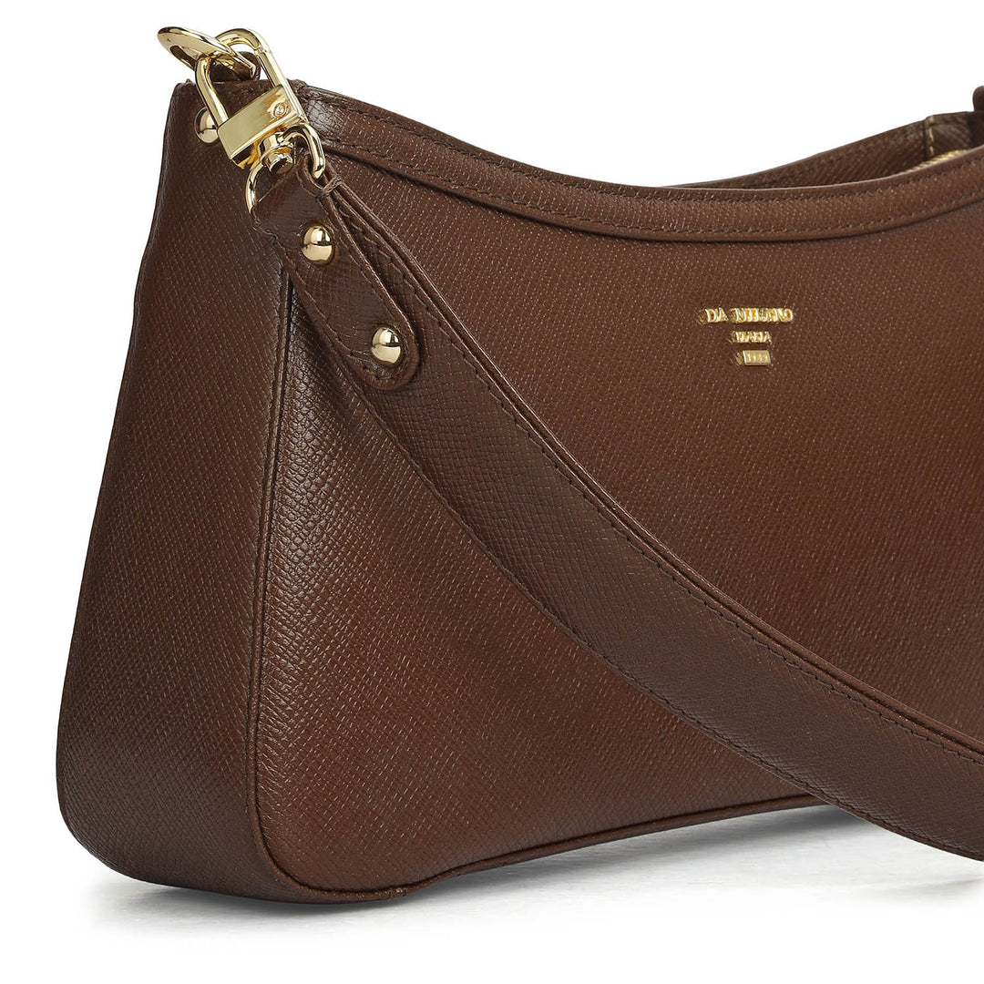 Small Franzy Leather Baguette - Walnut