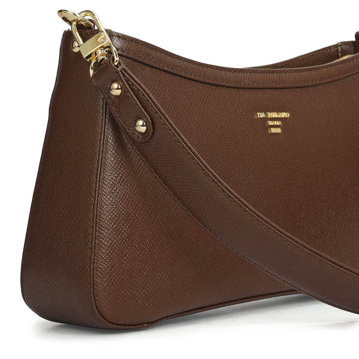 Small Franzy Leather Baguette - Walnut