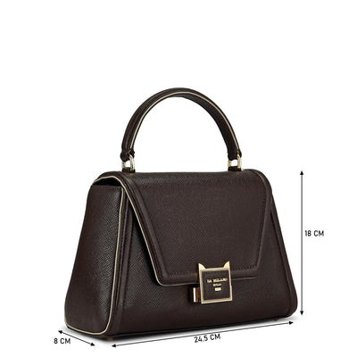 Small Franzy Leather Satchel - Chocolate