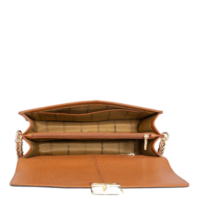 Small Monogram Franzy Leather Shoulder Bag - Oak & Cognac