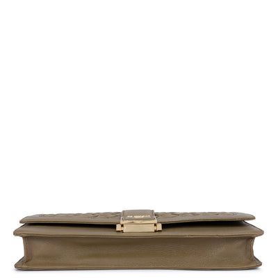 Small Mat Plain Leather Shoulder Bag - Olive