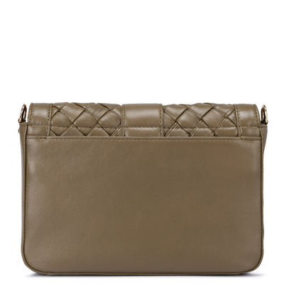 Small Mat Plain Leather Shoulder Bag - Olive