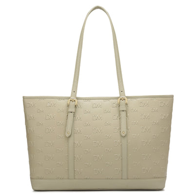 Large Monogram Wax Leather Tote - Khaki