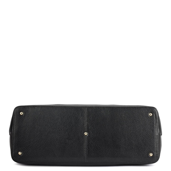 Large Monogram Wax Leather Tote - Black