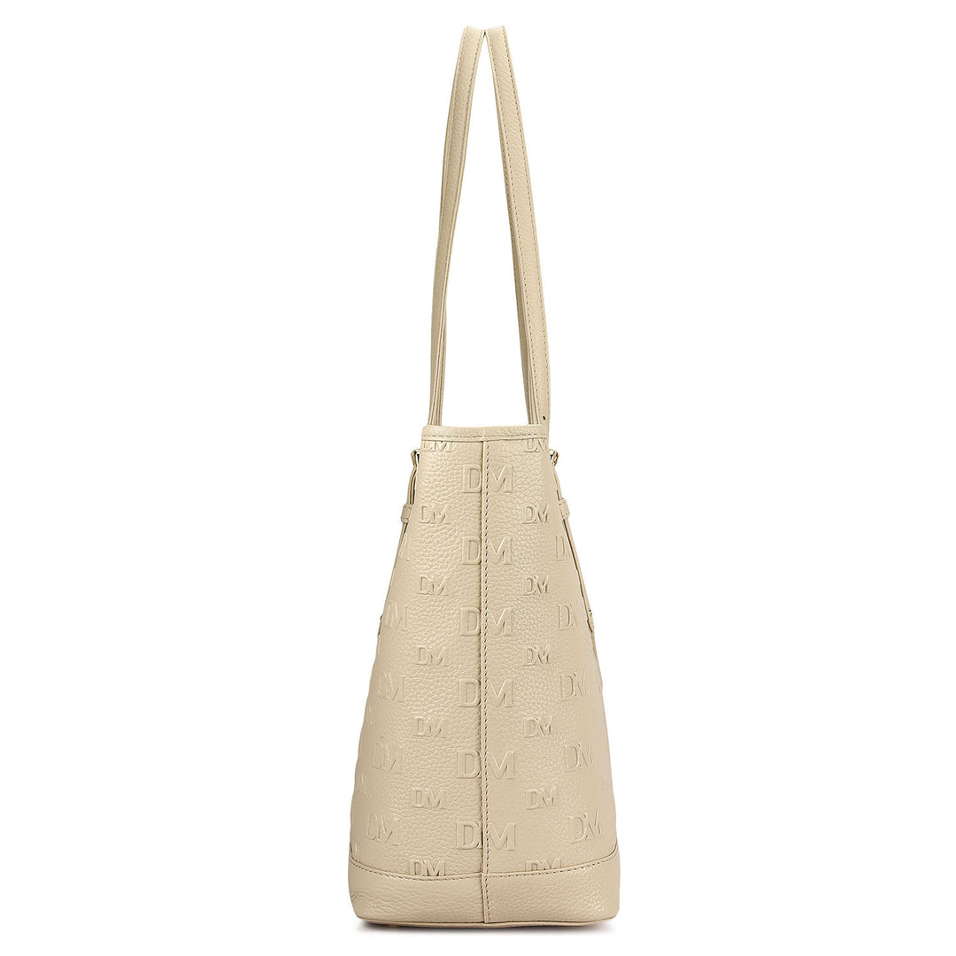 Large Monogram Wax Leather Tote - Dove