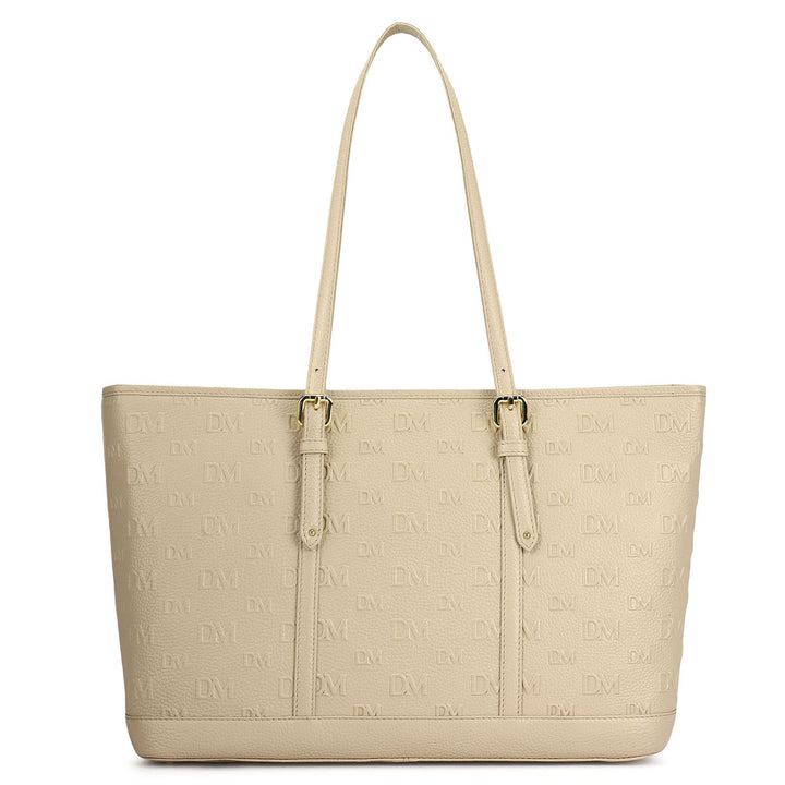 Large Monogram Wax Leather Tote - Dove