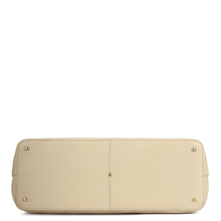 Large Monogram Wax Leather Tote - Dove