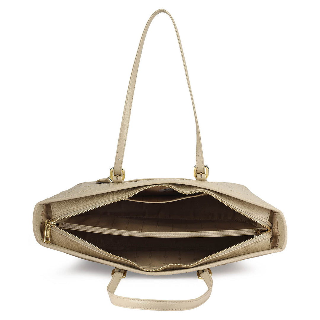 Large Monogram Wax Leather Tote - Dove